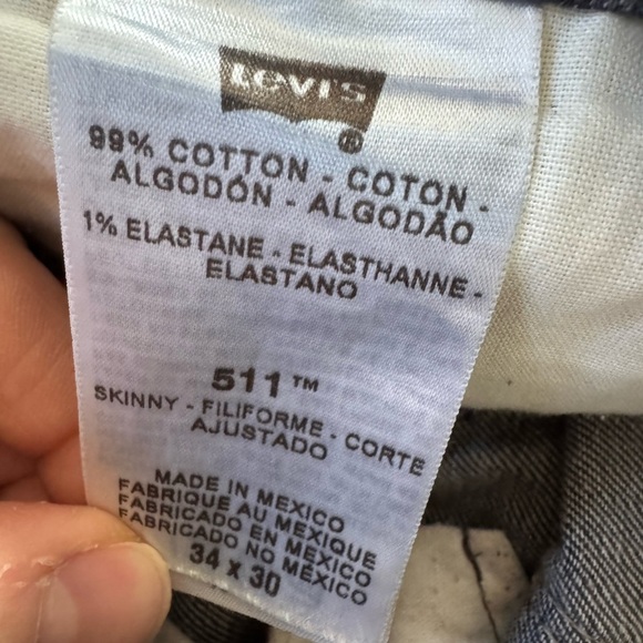 Levis 511 Skinny Two Horse Brand Adjustable Waist Jeans Men 34/30 Dark Gray - Picture 3 of 7